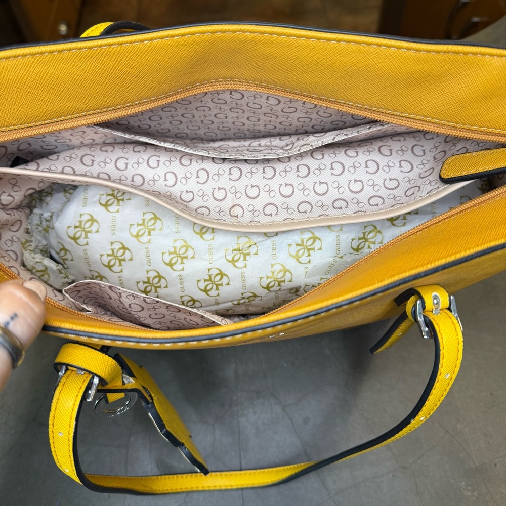 Guess Women’s Mustard Yellow Chandler Tote Purse - Picture 8 of 9